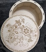 Intra απο ξύλο plywood 3mm-4mm πάχος – Στρογγυλό Ξύλινο Κουτί με Χαραγμένο Καπάκι 12x15 cm INTRAVECTRY-MY546296