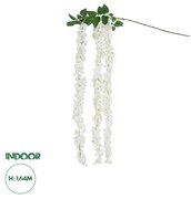 GloboStar® Artificial Garden WHITE WISTERIA FLOWER BRANCH 21516 Τεχνητό Διακοσμητικό κλαδί Βιστέρια Λευκό Φ45 x Υ120cm