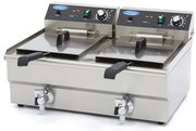 Deep Fryer - 2 x 16L - 2 Baskets - with Drain Tap