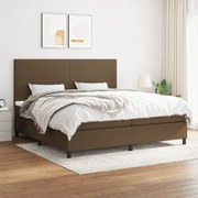 Κρεβάτι Boxspring με Στρώμα Σκούρο Καφέ 200x200 εκ. Υφασμάτινο - Καφέ