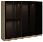 Ντουλάπα Πεντάφυλλη Kale 506MNR2601 225x52x210cm Oak-Black Πεντάφυλλη