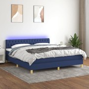 ΚΡΕΒΑΤΙ BOXSPRING ΜΕ ΣΤΡΩΜΑ &amp; LED ΜΠΛΕ 180X200 ΕΚ. ΥΦΑΣΜΑΤΙΝΟ 3133979