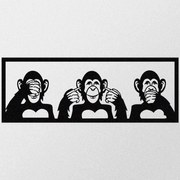 Διακοσμητικό Τοίχου Three Monkeys 279ENZ1136 100x36cm Black Wallity Μέταλλο