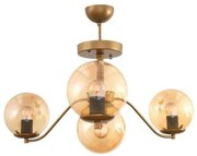 SUNRAY 201-0110 Vintage Κρεμαστό Φωτιστικό Μπάλα Πολύφωτο 4 x E27 IP20 Χρυσό Μέταλλο με Μελί Γυαλί-Μ55 x Π55 x Υ48cm Globostar-2 201-0110