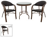 Intrahome Τραπεζαρία Paula σετ 5τεμ Intrahome μέταλλο-pe rattan σε καφέ απόχρωση | SKU: INTRAPA-311111444
