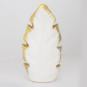 Βάζο Κεραμικό Σε Σχήμα Φύλλου 752-20088 18x7x35.5cm White-Gold Estheti Home Κεραμικό