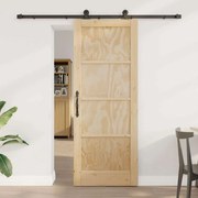 vidaXL Σετ Συρόμενης Πόρτας Χειροκίνητος Φυσικό και μαύρο 78 x 202 εκ.