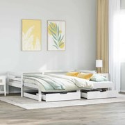 vidaXL Καναπές Κρεβάτι+Συρτάρια Χωρ. Στρώμα Λευκός 90x200εκ Μασίφ Ξύλο
