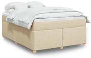 vidaXL Κρεβάτι Boxspring με Στρώμα Κρεμ 140x200 εκ. Υφασμάτινο