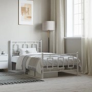 vidaXL Πλαίσιο Κρεβατιού με Κεφαλάρι&amp;Ποδαρικό Λευκό 100x200εκ. Μέταλλο