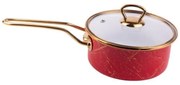 Κατσαρόλα με γυάλινο καπάκι Goldmann GM 4521-16R, 16x8 cm, 1.5L, Σμάλτο, Επαγωγή, Κόκκινο/Αρχαίο Χρυσό