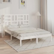 vidaXL Πλαίσιο Κρεβατιού Λευκό 140 x 190 εκ. από Μασίφ Ξύλο