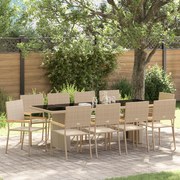 vidaXL Σέτ φαγητού για κήπο 11 pcs Μπεζ Για 10 Άτομα Μεγάλο