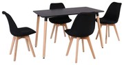 MARTIN Set Τραπεζαρία: Τραπέζι   4 Καρέκλες, MDF Μαύρο - Οξιά Φυσικό, Ύφασμα Μαύρο  Table:120x80x73 Chair:49x57x82 [-Μαύρο-, -Φυσικό-] [-Ξύλο-, -Ύφασμα-] Ε7088,2S
