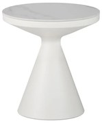 Βοηθητικό τραπέζι Coozlin Inart sintered stone σε απόχρωση λευκό μαρμάρου με λευκό μέταλλο Φ50x50εκ