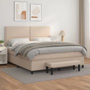 vidaXL Κρεβάτι Boxspring με Στρώμα Καπουτσίνο 160x200εκ.από Συνθ.Δέρμα