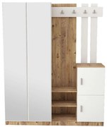 Έπιπλο Εισόδου 956LCS2807 147,2x37,5x179,7cm Oak-White Μοριοσανίδα, Μελαμίνη