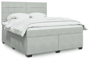 Κρεβάτι Boxspring με Στρώμα Ανοιχτό Γκρι 180x200 εκ. Βελούδινο - Γκρι