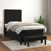 vidaXL Κρεβάτι Boxspring με Στρώμα Μαύρο 90x200 εκ. Βελούδινο