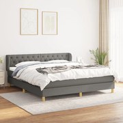 Κρεβάτι Boxspring με Στρώμα Σκούρο Γκρι 160x200 εκ Υφασμάτινο