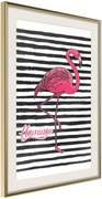 Αφίσα - Flamingo on Striped Background - 40x60 - Χρυσό - Με πασπαρτού