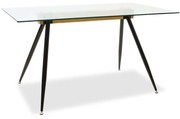 Τραπέζι Astrid 101-000019 140x80x75cm Natural-Black Μέταλλο,Γυαλί