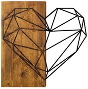 Διακοσμητικό τοίχου Heart Megapap ξύλινο - μεταλλικό χρώμα καρυδί - μαύρο 58x3x58εκ.-GP052-0085