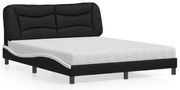 vidaXL Κρεβάτι με Στρώμα Μαύρο/Λευκό 160x200 εκ. από Συνθετικό Δέρμα