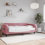 vidaXL Καναπέ Κρεβάτι με Στρώμα Ροζ 100 x 200 εκ. Βελούδινος