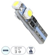 GloboStar® 81029 Λάμπα Αυτοκινήτου LED T5 3xSMD1210 0.9W 135lm 360° DC 12-16V IP20 Φ0.6 x Υ2cm Ψυχρό Λευκό 6000K