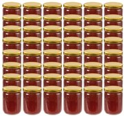 vidaXL Βάζα Μαρμελάδας 48 τεμ. 230 ml Γυάλινα με Χρυσά Καπάκια