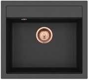 Helika Quadro SQQ 100 Ένθετος Γρανιτένιος Νεροχύτης με Χάλκινη Βαλβίδα Μ56.5xΠ51cm Μαύρος