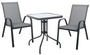 RIO Set Κήπου - Βεράντας: Τραπέζι + 2 Πολυθρόνες Μέταλλο Βαφή Ανθρακί, Textilene Γκρι