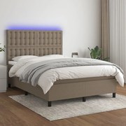 ΚΡΕΒΑΤΙ BOXSPRING ΜΕ ΣΤΡΩΜΑ &amp; LED TAUPE 140X190 ΕΚ. ΥΦΑΣΜΑΤΙΝΟ 3135193