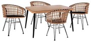 Σετ Κήπου Τραπεζαρία ALLEGRA C10488 5τεμ Μαύρο - Μπέζ με Τραπέζι 140x80x78 εκ. & 4 Καρέκλες Wicker