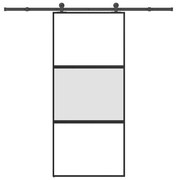 vidaXL Συρόμενη πόρτα με σετ υλικού 90x205 cm από γυαλί&Αλουμίνιο