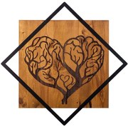 Διακοσμητικό Τοίχου Tree Heart 899SKL2123 54x54cm Walnut-Black Wallity Μέταλλο,Ξύλο