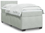 Κρεβάτι Boxspring με Στρώμα Ανοιχτό Γκρι 100x200 εκ. Βελούδινο