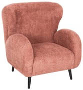 Πολυθρόνα - Μπερζέρα KRYLY C9593.02 Ροζ Μπουκλέ Ύφασμα με Μαύρα Ξύλινα Πόδια 83x87x89Υεκ. 83x87x89 εκ.