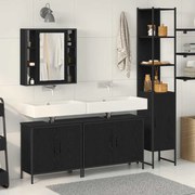 vidaXL Σετ Επίπλων Μπάνιου με ράφι Άλλο 4 pcs Μαύρο 33 x 33 x 185.5 εκ