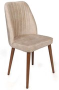 Καρέκλα Alfa (Σετ 4Τμχ) 974NMB1562 50x49x90cm Cream-Walnut Βελούδο, Μέταλλο