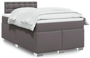 vidaXL Κρεβάτι Boxspring με Στρώμα Γκρι 120x200εκ. από Συνθετικό Δέρμα