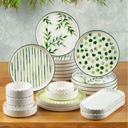 Σερβίτσιο Πιάτα Φαγητού (Σετ 22Τμχ) 430KSV1343 White-Green Hermia 22 τμχ Ceramic