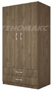Ντουλάπα Δίφυλλη με 2 Εξωτερικά Συρτάρια 52x191x80, Genomax  12814-1219920442  Χρώμα  Καρυδί