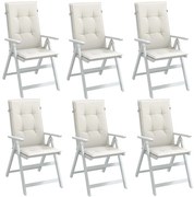 vidaXL Μαξιλάρια Καρέκλας με Πλάτη 6 τεμ. Κρεμ 120x50x7 εκ. Ύφασμα