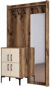 Έπιπλο Εισόδου Berlin 845HCT4211 120x35x200cm Walnut-Cream Μοριοσανίδα, Μέταλλο