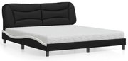 vidaXL Κρεβάτι με Στρώμα Μαύρο/Λευκό 180x200 εκ. από Συνθετικό δέρμα