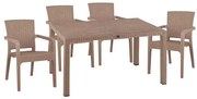 Σετ Κήπου Τραπεζαρία HM10574.02 5 τεμ Καπουτσίνο Rattan Πολυπροπυλενίου με Τραπέζι 150x90x73.5 εκ. &amp; 4 Καρέκλες
