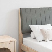 vidaXL Ταπετσαρισμένο κεφαλάρι Σκούρο Γκρι 140 cm Στερεά ξυλεία πεύκου