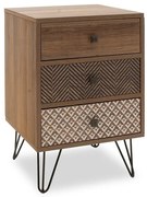 Κομοδίνο Boho με 3 συρτάρια καρυδί με μεταλλικά πόδια 40x40x59εκ 40x40x59 εκ.